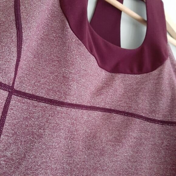 LULULEMON Scoop Neck Mesh T Back Tank Top Melange Burgundy Sz 8 - Picture 4 of 10